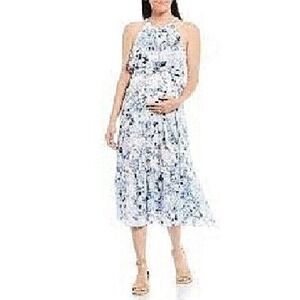 NWT Alex Marie Maternity Dress Halter Floral Ruffle Midi Cottage Fairy Womens XL